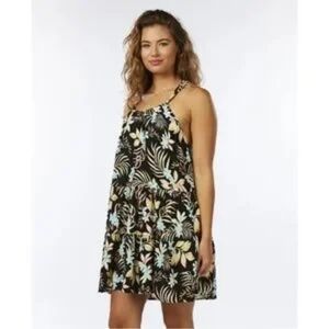 Rip Curl Black and Cream Floral Mini Dress